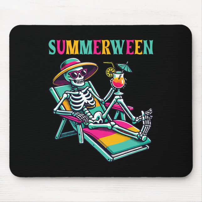 Happy Summerween Summer Halloween Skeleton  Mouse Pad (Front)