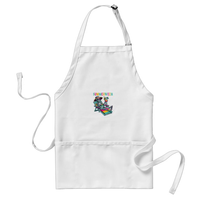 Happy Summerween Summer Halloween Skeleton Standard Apron (Front)