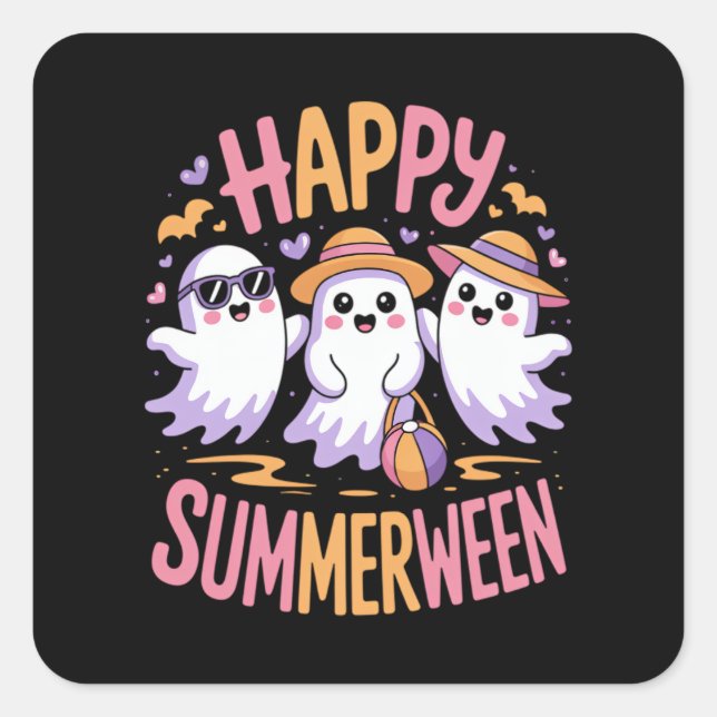 Happy Summerween Summer Halloween Square Sticker (Front)