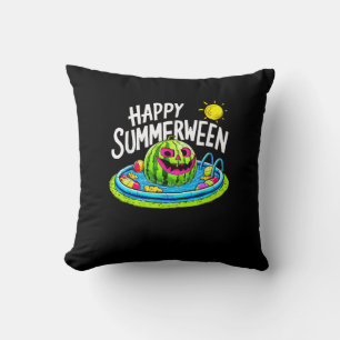 Happy Summerween Summer Watermelon Jack-O-Lantern Cushion