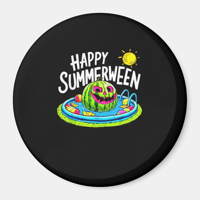 Happy Summerween Summer Watermelon Jack-O-Lantern  Magnet (Front)