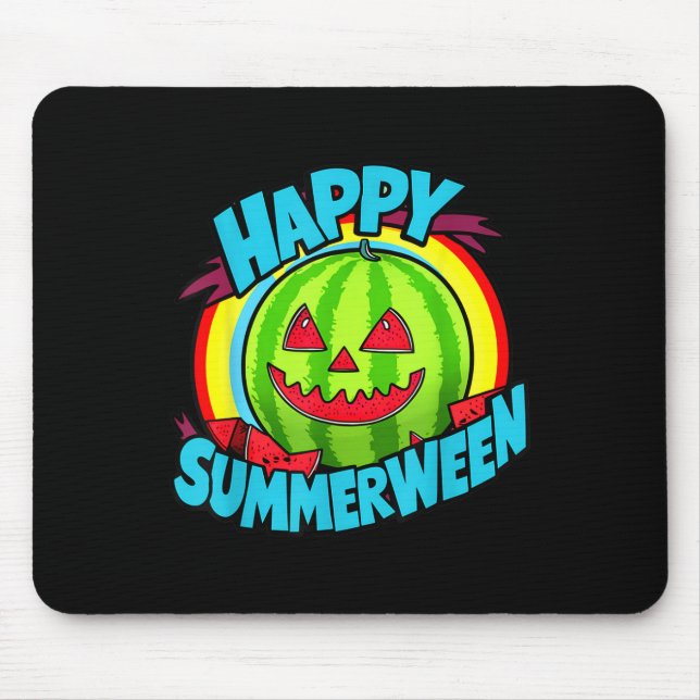 Happy Summerween Summer Watermelon Jack-o-lantern  Mouse Pad (Front)