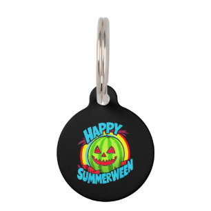 Happy Summerween Summer Watermelon Jack-O-Lantern Pet Tag