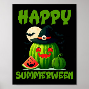 Happy Summerween Summer Watermelon Jack-o-lantern Poster