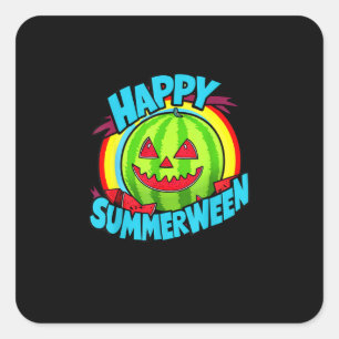 Happy Summerween Summer Watermelon Jack-O-Lantern Square Sticker