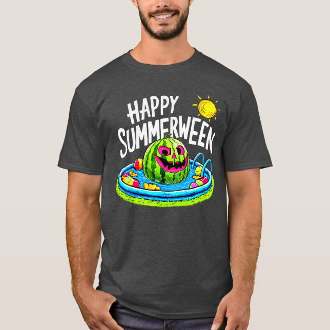 Happy Summerween Summer Watermelon Jackolantern Ha T-Shirt (Front)