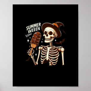 Happy Summerween Vibes Skeleton IceCream Summer Ha Poster