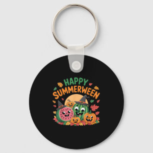 Happy Summerween Watermelon Jack-o-lantern Humor S Key Ring