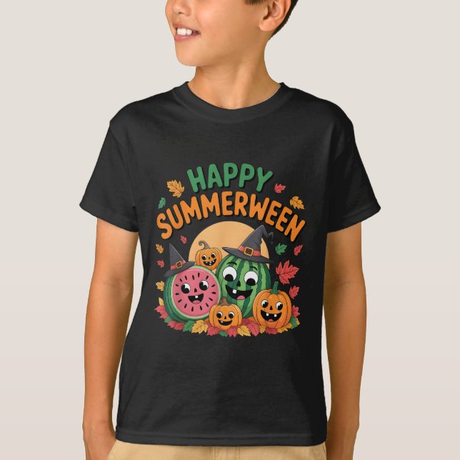 Happy Summerween Watermelon Jack-o-lantern Humour  T-Shirt (Front)