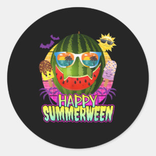 Happy Summerween Watermelon Jack O Lantern Summer  Classic Round Sticker