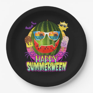 Happy Summerween Watermelon Jack O Lantern Summer Paper Plate