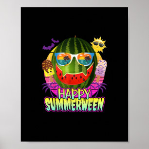 Happy Summerween Watermelon Jack O Lantern Summer Poster