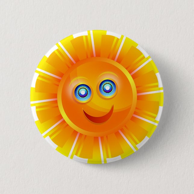 Happy Sun 6 Cm Round Badge (Front)