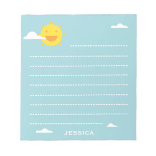 Happy Sun and Clouds Cute Lined Personalised Notepad