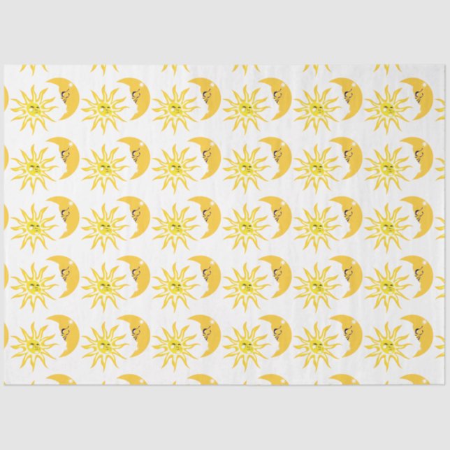 Happy Sun and Moon Decoupage Tissue Paper (Front)