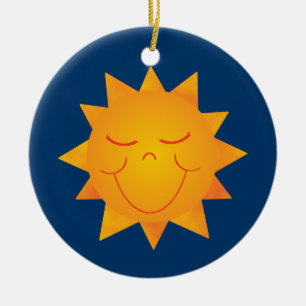 Happy Sun Ceramic Ornament
