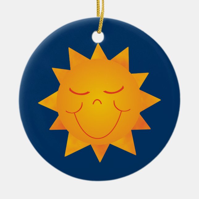 Happy Sun Ceramic Ornament (Front)