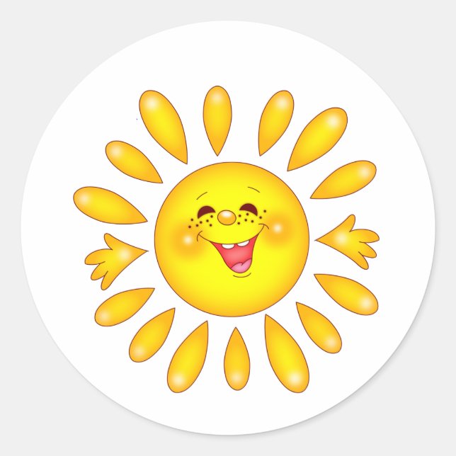 happy sun classic round sticker (Front)
