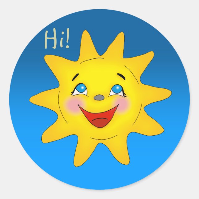 Happy sun classic round sticker (Front)