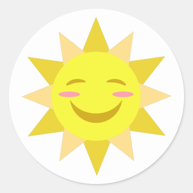 Happy Sun Classic Round Sticker (Front)