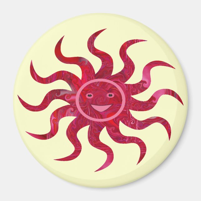Happy Sun Face Design Magnet (Front)