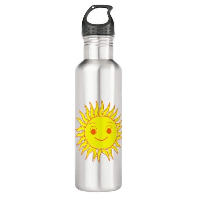 Happy Sun Face Drawing 710 Ml Water Bottle (Front)