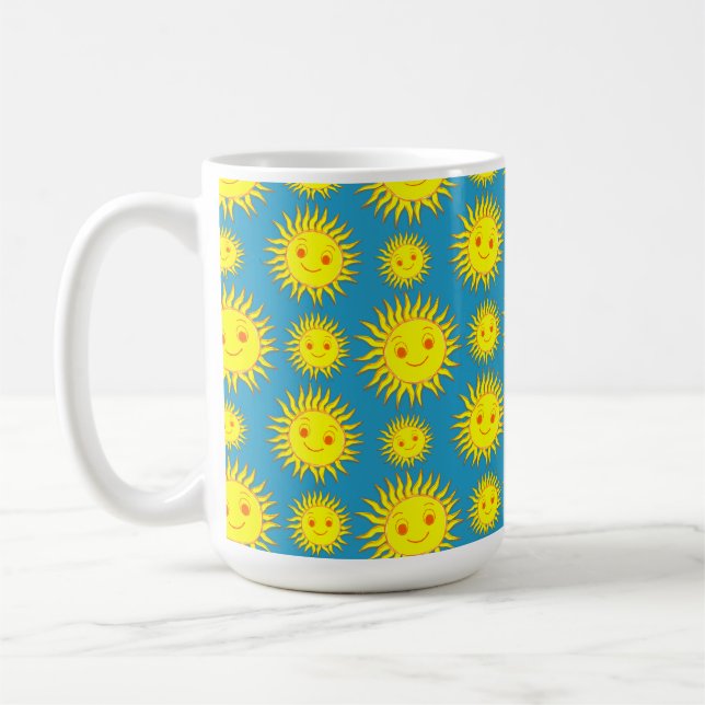 Happy Sun Face Drawing Coffee Mug (Left)
