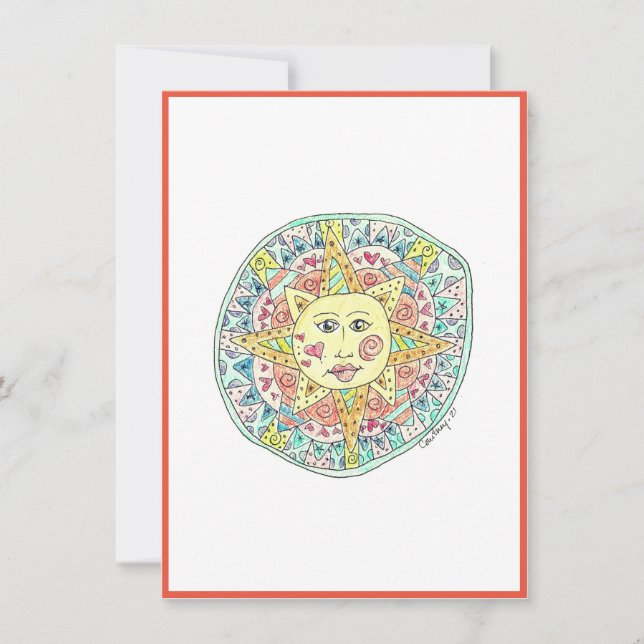 Happy sun - Flat note card (Front)