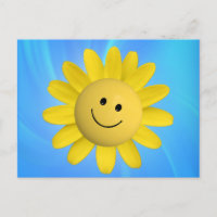 HAPPY SUN FLOWER SMILIE FACE CARTOON GRAPHIC BLUE