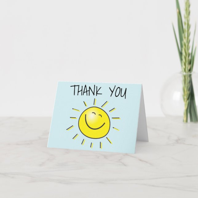 Happy Sun Smiling Thank You Note Card (Front)