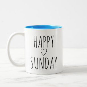'Happy Sunday' Elegant Charming Uplifting Gift Two-Tone Coffee Mug