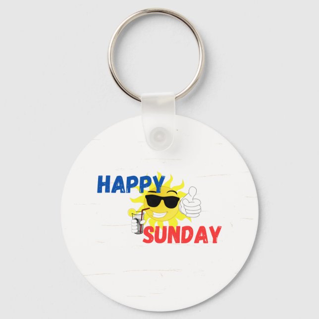 Happy Sunday 🌸 | Stay Blessed & Grateful Key Ring (Front)
