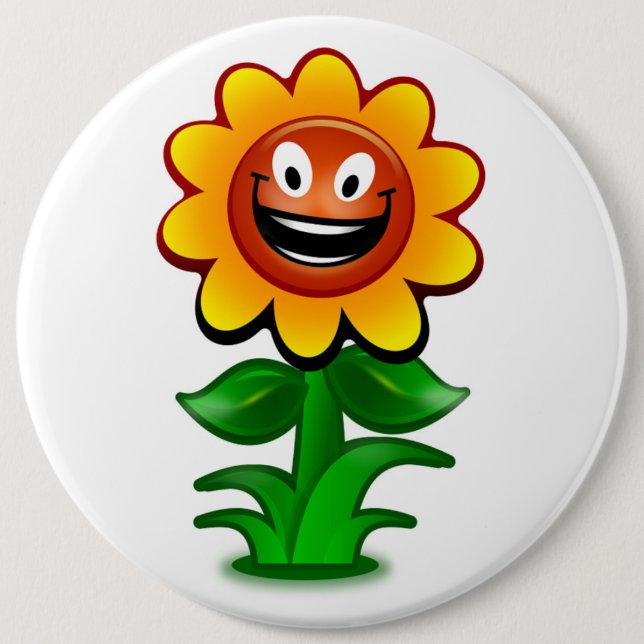 HAPPY SUNFLOWER 6 CM ROUND BADGE (Front)
