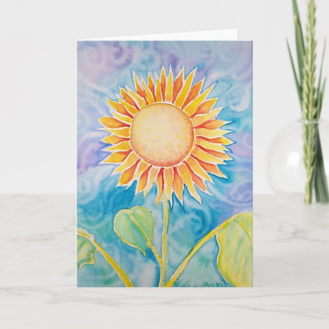 Happy Sunflower Card ~ Blank by Molly Harrison (Front)