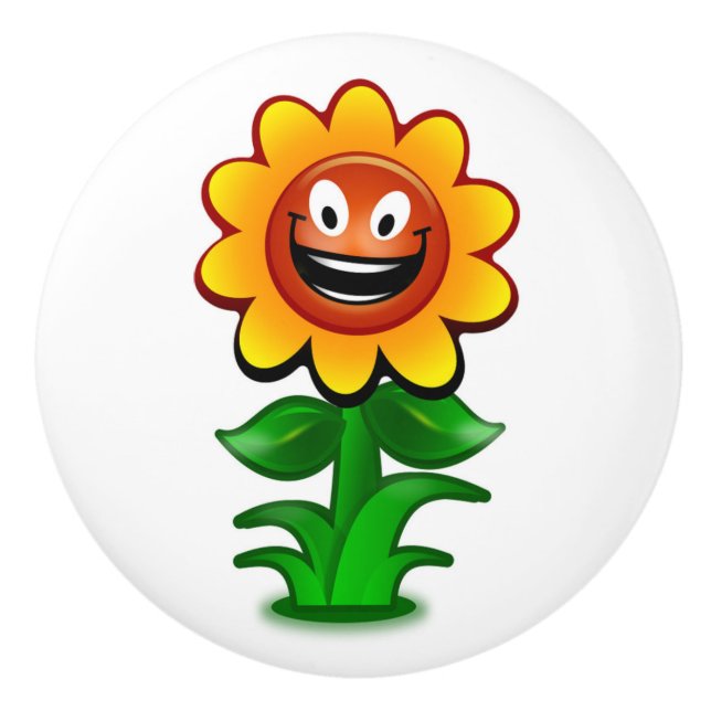 HAPPY SUNFLOWER CERAMIC KNOB (Front)