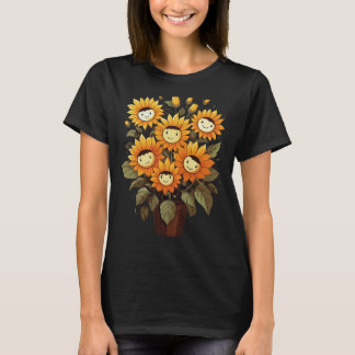 Happy Sunflower Garden – Cute Smiling Sunflowers  T-Shirt