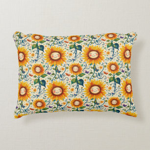 Happy Sunflowers: Cheery Sunflower Pattern Decorative Cushion