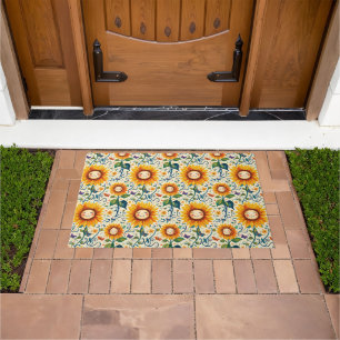 Happy Sunflowers: Cheery Sunflower Pattern Doormat