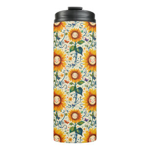 Happy Sunflowers: Cheery Sunflower Pattern Thermal Tumbler