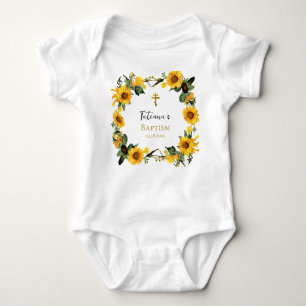 Happy Sunflowers Wreath Orthodox Christian Baptism Baby Bodysuit