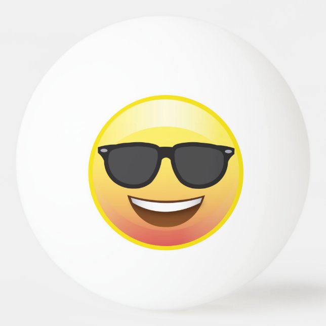 Happy Sunglasses Emoji Face Ping Pong Ball (Front)