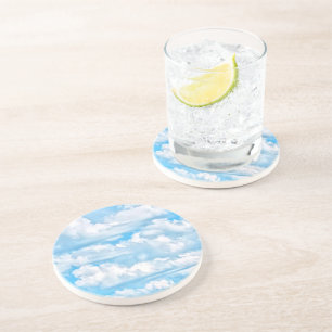 Happy Sunny Clouds Background Scenery Coaster