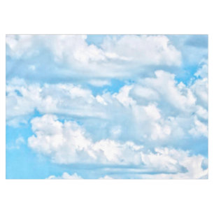 Happy Sunny Clouds Blue Background Tablecloth