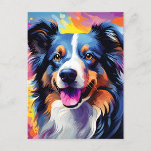 Happy Sunny Puppy Watercolor Announcement Postcard