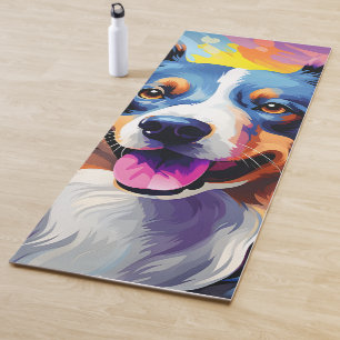 Happy Sunny Puppy Watercolor Yoga Mat