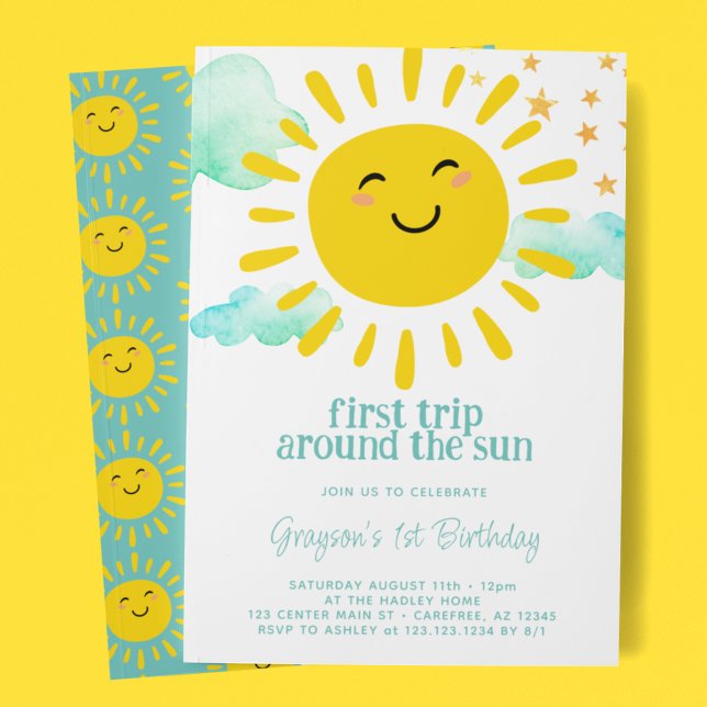 Happy Sunshine 1st Birthday Party Invitation (Creator Uploaded)