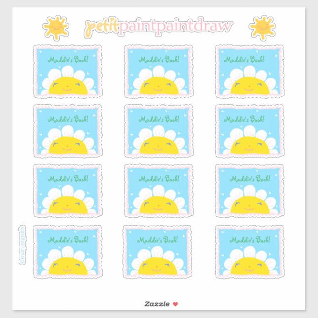 Happy Sunshine Bookplate to Personalise (Sheet)