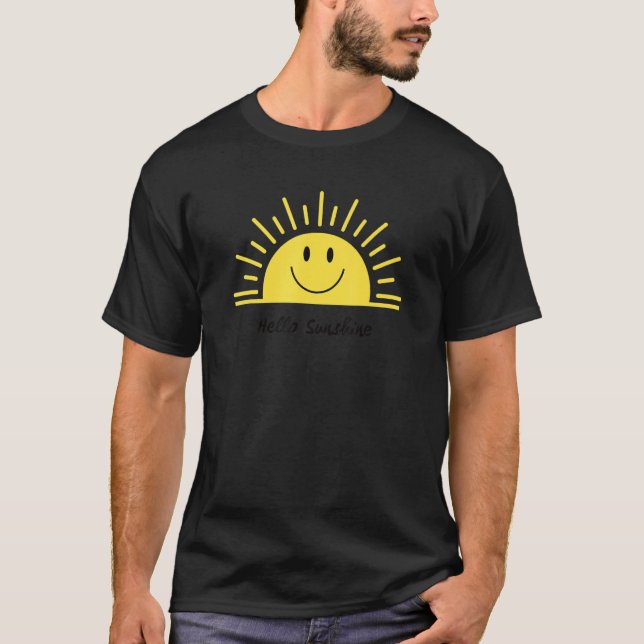 Happy Sunshine Cute Yellow Smile Face Sun Smiling  T-Shirt (Front)