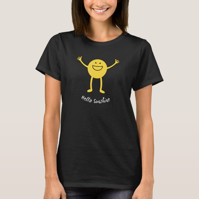 Happy Sunshine Cute Yellow Smile Face Sun Smiling  T-Shirt (Front)
