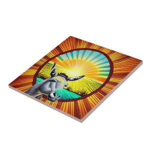 Happy Sunshine Donkey Ceramic Tile